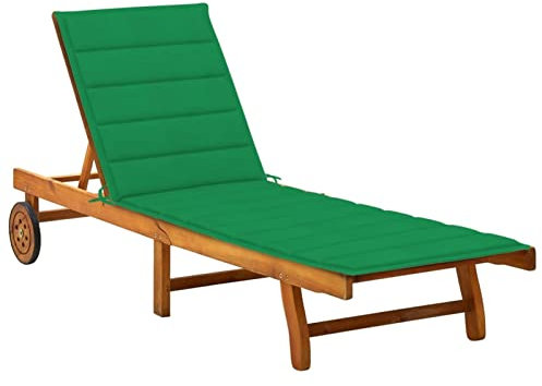 BaraSh Sonnenliege mit Auflage Akazie Massivholz Saunaliegen Kippliegen Outdoor Recliner
