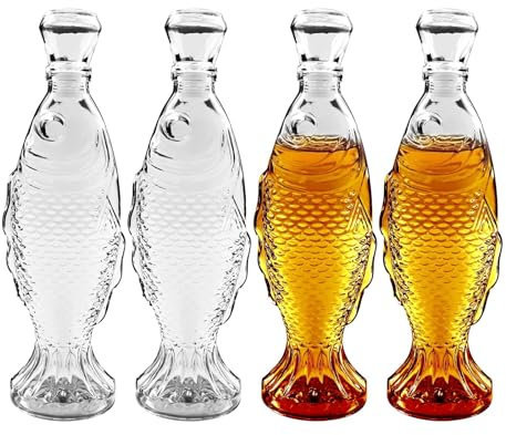Carafe à Whisky En Forme De Poisson Avec Couvercle 500ml X 4 Pièces, Carafes à Liqueur Animale Pour Bourbon, Pour Distributeur Pour Bar à Domicile