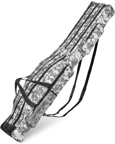 Angeltasche Rutentasche Rod Case Angeln Tasche mit 3 Fächern, 150cm Rutenfutteral Angelkoffer Angelrutentaschen, Wasserdicht Falten Angeln Stange Werkzeuge für Angelruten, Kescher und Rutenhalter