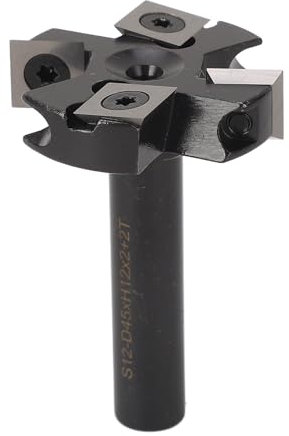Brilluxa Fresa per Spianatura, Fresa Pialla in Carburo, Gambo 12mm Diametro Taglio 1 3/4, Lama Indicizzabile a 4 Taglienti, Fresa per Piallatura Superfici, Fresa per Fresatrice