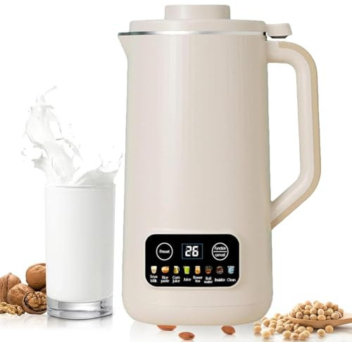 Multifunction Nut Milk Maker, 600ML Vegan Nut Milk Machine with 12H PreSet/Auto Clean/Keep Warm Function and 10 Blades, Dry Beans Making Directly Without Filtration, for Almonds Oats Soybeans