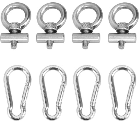 YPYMOD 4 Stück Stopper für Kederschiene, 4 Stück Edelstahl Kederstopper 6mm mit 4 Stück Karabiner Markisen Haken Kederschiene Zubehör für Caravan, Wohnmobil, Wohnwagen, Campervan, Boot, Camping Zelt
