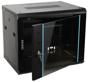 NICCOO 9U Server Rack Data Cabinet Wall Mounted Storage Rack for Home, Office, Server Room Computer Equipment with Lockable Glass Door and Wheels