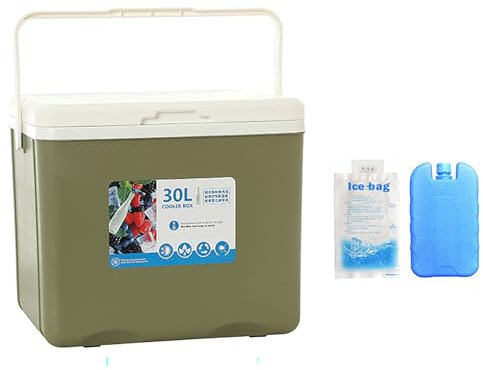 ZNBO Ice Cooler Box, Seau à Glace portatif Froid, Compact Car Cooler Camping Pique-Nique Petit réfrigérateur | Boîte de Poitrine pour la Conservation des Aliments,Vert,30L