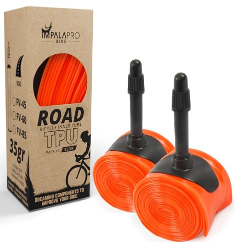 IMPALAPRO - TPU Schlauch Rennrad 700x18-32C Ultraleicht 35g | Rennradschlauch 28 Zoll TPU 0.25mm, Optimaler Druckerhalt, Presta-Halbmetallventil 45/65/85mm, für 18/23/25/28/30/32C