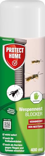 PROTECT HOME Wespennest Blocker zur Verhinderung von Wespennestern mit sofortigem Wirkungseintritt und nachhaltiger Wirkung über mehrere Tage, 400 ml Dose mit Sprühröhrchen
