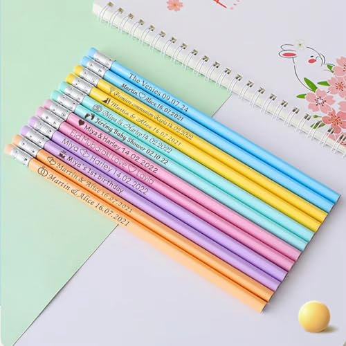 XFZDKJSD Bleistift mit personalisiertem Namen, Holzgravur, personalisierte gravierte Holzstifte, individuelle Bleistifte (30 Stück, 19 cm)