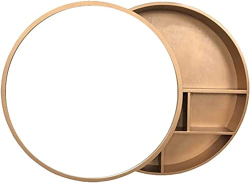 ZFGOJNBH Mobiletto per Il Bagno con Specchio Dorato con Porta Scorrevole, mobiletto portaoggetti a Parete per Doccia, 50 cm