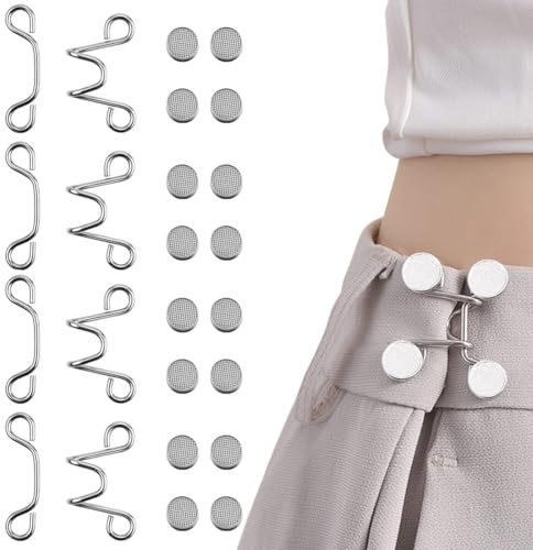 TISCH 4 PCS Hosenbund Enger Machen Clip, Hosenknopf Zum Enger Machen, Jeans Knöpfe Ohne Nähen, Hosenknöpfe für Jeans, Waist Pins Verstellbaren, Kleider Rock Tightener