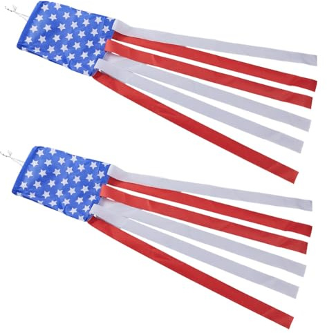 GORGECRAFT 2 manche à Air Drapeau Américain 1.2m Tissu Imperméable Jour de L'Indépendance Étoiles Américaines Rayures Drapeaux Extérieurs Suspendus Colonne Manche à Jardin Balcon Juillet Patriotique