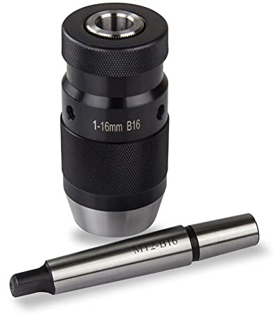 B16 1-16mm Stahl Selbst Festgezogen Schlüssellloser Bohrer Chuck + Arbor für Drehmaschinen MK2 (BLACK)