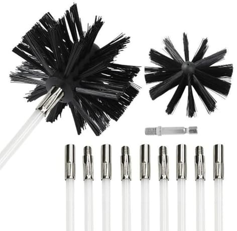 Chimney Cleaning Brush Kit Sweep Sweeping Brush Drain Rod Set Pipeline Flue Nylon Rotary Duct Vent Cleaning Tool Flexible Chimney Sweep Kit for Fireplace Dryer Vent