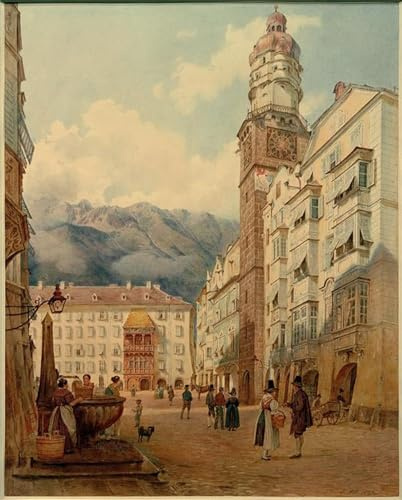 WYKUJMYTO Berühmte Gemälde Moderne Kunstdrucke Bild Druck Auf Leinwand Innsbruck von Jakob Alt Poster Kunstwerke für Wohnzimmer Dekoration 60x90cm