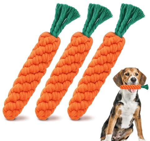 YEWCEP 3 Stück Hundespielzeug Karotte, Hundespielzeug Kleine Hunde Kauspielzeug Welpe für Kleine und Mittelgroße Hunde, Spielzeug für Hunde Zur Zahnreinigung und Stressabbau