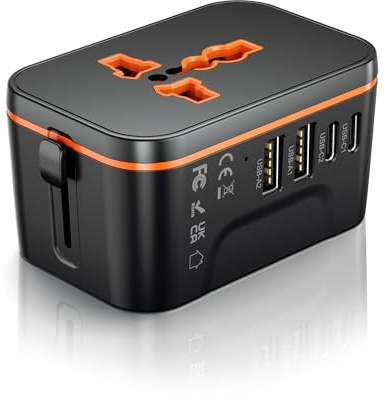 Adaptateur Prise Universelle voyage avec 2 USB A et 2 USBC,Travel Adapter International Chargeur Adaptateur Voyage Universel Mondial Tout-en-un Pour Concerner France vers USA UK EU Australie CN JP,etc