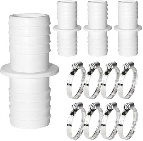 Forbabe 4 Stück Pool Adapter 32 auf 32mm, Schlauchverbinder 32 auf 32mm | mit Edelstahl Schlauchschellen (32-32mm)