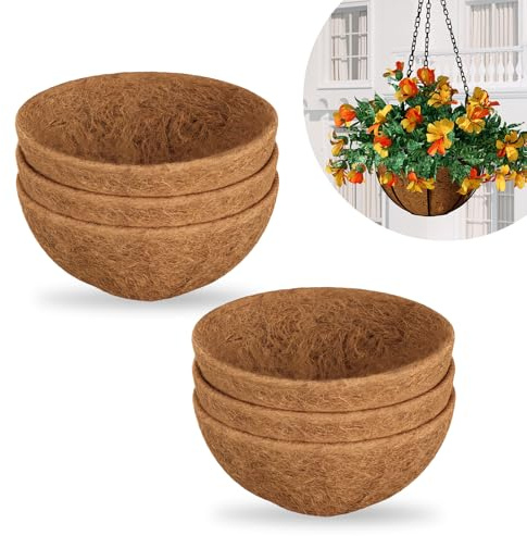 Bamworld 6-pack 30cm Coco Liners, Runda Hängande Kruka Foder Kokosfiber, Växthållare Dekoration för Inomhus Utomhus Blomkrukor, Vattningskorgar Naturligt Material