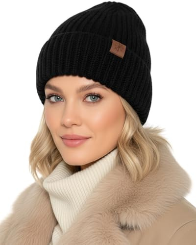 Baesics Beanie Mütze Damen Herren - Strickmütze Winter warm gefüttert weich | Weich und dehnbar mit Fleecefutter, sitzt bequem in Einheitsgröße. Für Herbst, Winter und als Geschenkidee