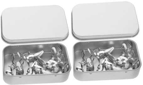 Parliky 2 Sets Stainless Steel Finger Covers with Storage Box Wear-Resistant Metal Finger Guards for Precision Strumming and Plucking Suitable for Acoustic Guitars and Bass Instruments