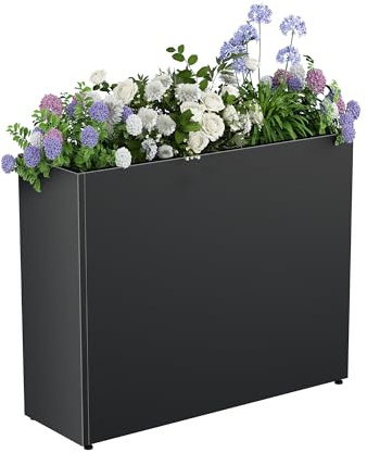 Zounghy Fioriera da Esterno Grande Vasi Rettangolare Alta 76 cm in Metallo Decorativa Vaso per Fiori Resistente alle Intemperie, Ideale per Balcone, Giardino e Terrazza