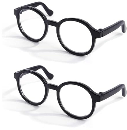 2Pcs Nerd Glasses, Black Pet Dog Cute Glasses Clear Lens Retro Glasses Photo Props Transparent Cat Sun Glasses for Small Dogs Cats Cosplay Costume