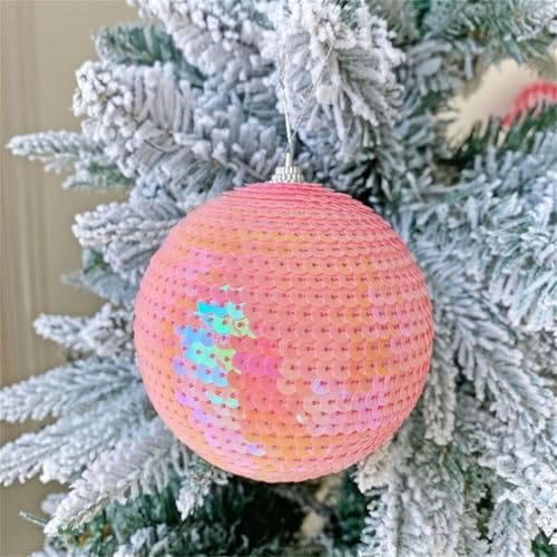 FACAIIO Boule de Noël de 10 cm, décoration d'arbre de Noël, pendentif à suspendre rose, décoration de fête à la maison 2025, fournitures du Nouvel An, A