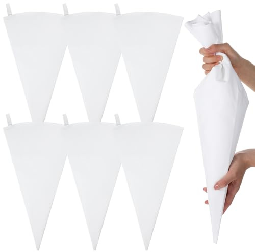 Kifmurase 6PCS Reusable Piping Pastry Bags 24 Inch Reusable Cloth Frosting Bags White Thickened Tipless Piping Bag for Cake Cupcakes Cookies Frostingm, Cake Baking Decoration Frosting Tools