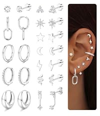 Dochais 12 Pares Pendientes Acero Quirurgico Mujer Hipoalergenicos Pendientes Piercing Oreja Plata Pendiente Aro Pequeños Set Pendiente Chapado Oro 14K Piercing Cartílago Helix Conch Tragus Juego A