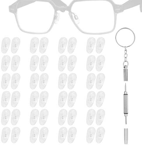 Fukaisu 24 Paires de Plaquettes Nasales à Clipser pour Lunettes, Plaquettes Nasales Antidérapantes en Silicone avec Chambre air et Tournevis pour Lunettes vue et de Lecture (Conception à Clipser)