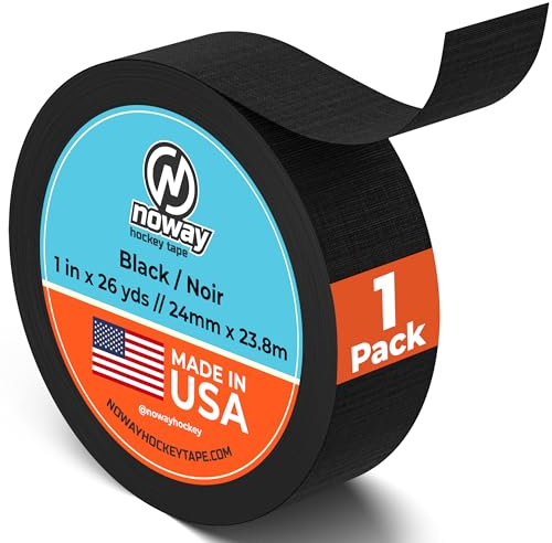 Noway Hockey Tape – Durable Cloth Hockey Stick Tape for Blade and Handle Grip, Strong Adhesive and Water Resistant, 1 Wide x 26 Yards Length, Made in USA (Black, 1 Pack)