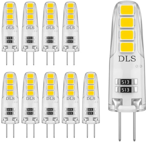Lumoia 10Pcs G4 LED Bulbs 2W, AC/DC 12V Warm White 3000K Light Bulbs 200LM Equivalent to 20W Non-Dimmable Bi-Pin Base Energy Saving Capsule Halogen Lamps for Home Lighting Chandelier Decor