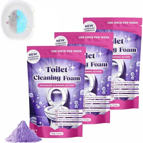 3Pcs Toilet Bowl Cleaner, 2026 New Touch Free Fizzy Foam Toilet Cleaner, Toilet Limescale Remover To/ilet Cleaner Tablets, Toil/et Bowl Cleaner, To/ilet Descaler Heavy Duty, 100g (3Pcs)
