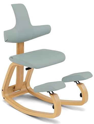 Varier Thatsit Ergonomischer Kniestuhl mit Rückenlehne, höhenverstellbar | Premium-Kniestuhl mit verstellbarer Rückenlehne, Armlehnen und höhenverstellbaren Auflagen; mit Schaukelfunktion