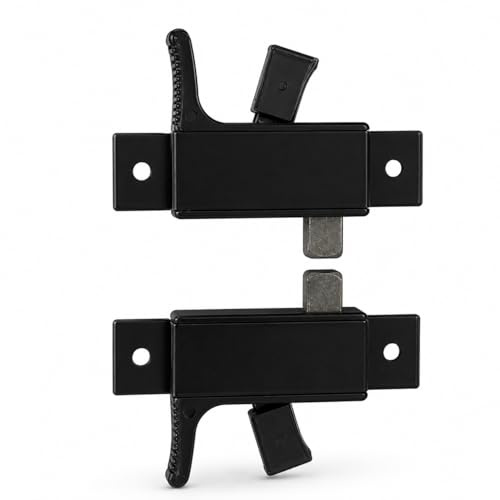 FERPASA® - Juego de Retenedores para Ventanas de Guillotina | 2 Pasadores con Tornillos Incluidos | Bloqueo y Retención de Ventanas Deslizantes Verticales | Aluminio y Nylon (Negro, 1 Juego)