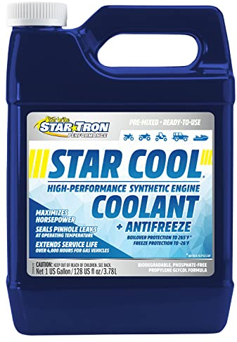 Star Tron Star-Cool Premium Synthetic PG Engine Coolant + Antifreeze - Propylene Glycol for Engines, Motorcycles, Snowmobiles & Marine - 1 GAL (033200)