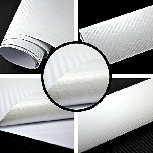 TipTopCarbon 6,57€/m² 3D Carbon Folie weiß BLASENFREI 3m x 1,52m mit Luftkanäle Autofolie selbstklebend