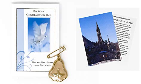 Catholic Gift Shop Ltd Confirmation Leaflet with Prayer Card and Pearl Dove Brooch
