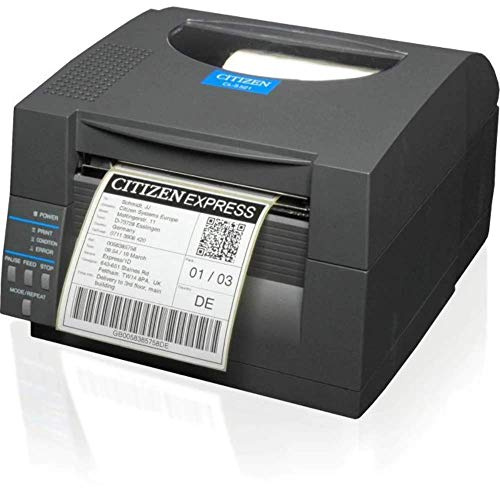 Citizen CL-S521 – Etikettendrucker (Thermodirekt, 203 DPI, 150 mm/Sek, Ethernet, Parallel, Seriell (RS-232), verkabelt, USB 1.1, serienmäßig) grau