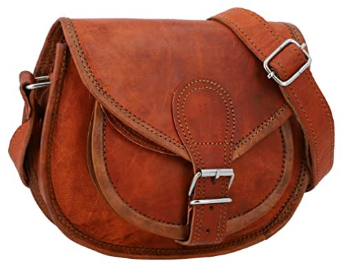 Gusti Leder Umhängetasche Claire – Vintage-Charme aus pflanzlich gegerbtem Ziegenleder | Kompakt & praktisch | Verstellbarer Riemen | Sicherer Verschluss