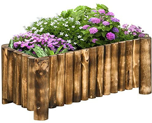 Outsunny Hochbeet Pflanzkasten Kräuterbeet Pflanzbeet Gemüse Blumenbeet Blumenkasten, Tannenholz 78x35x30 cm
