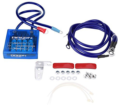 Kit stabilizzatore di tensione elettrico digitale universale 12 V, risparmio carburante regolatore di tensione per auto veicolo raddrizzatore con cavi di terra e kit di fissaggio per auto camion