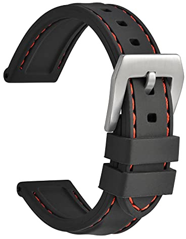 WOCCI Robuster Stil Uhrenarmbänder, Silikon Kautschuk Uhrenarmband, Edelstahlschließe, 18mm 20mm 22mm 24mm