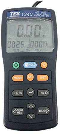 Graigar TES-1340 Anémomètre thermique à fil chaud TES1340 HVAC Testeur de vitesse de débit d'air Compteur de débit d'air