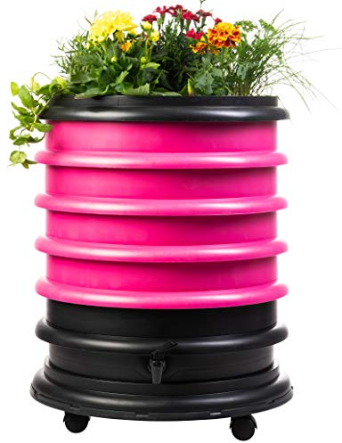 WORMbox | Wurmkomposter Wurmfarm Wurmkiste mit 4 Schalen Fuchsie + Pflanzgefäß | 64 Liter | Regenwurmkomposter, Kompostwürmer produzieren Wurmhumus