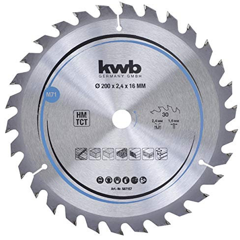 kwb Lama circolare 200 x 16 mm, taglio veloce, lama adatta per legno tenero e duro, pannelli di legno e truciolato