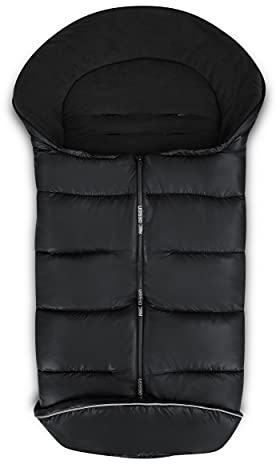 ABC Design Winterfußsack - gepolsterter Fußsack für kühlere Temperaturen - variable Anpassung an den Gurt des Kinderwagens (black)
