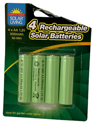 Divas World Solar Power Batteries 4 X AA Rechargeable 300mAh 1.2V NI-MH Garden Lights