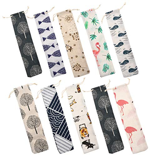 SOIMISS À Cordon En Coton Et Lin Pour Couverts 10 Pièces Pochette De Rangement Portable Pour Fourchette Cuillère Baguettes Couverts De Camping Pique- Voyage