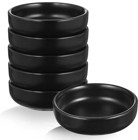 Lot de 6 bols à dessert, en porcelaine, 70 ml, petits bols de service, ronds, pour sauces, sauces, collations (9 x 2,5 cm)