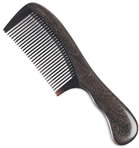 Onedor Peines de pelo 100% naturales hechos a mano con cuerno de búfalo fino – Antiestático aroma de sándalo Natural Peine de madera (Chacate Preto Buffalo Horn Fine Tooth)